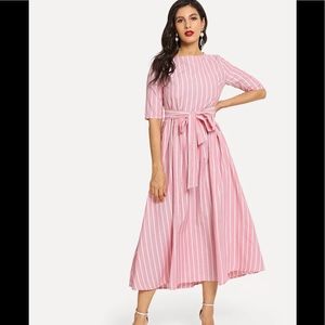 Long pink and white dress